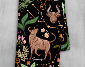 Taurus Hand Towel | Astrology Kitchen Towel | Horoscope Zodiac Decor
