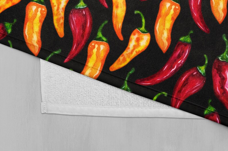 Chili Pepper Kitchen Towel Watercolor Hand Painted Hot Chili Etsy