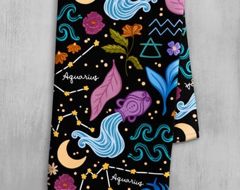Wassermann Sternzeichen Handtuch | Astrologie-Küchen-Dekor | Horoskop Geschenk