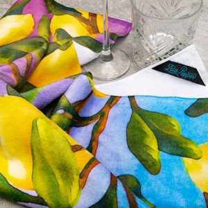 Colorful Hand Towels Sea Life & Nature Themed Dish Towels Vibrant Wildlife Kitchen Towels Beautiful Hand Painted Tea Towels (S) Lemon Pop