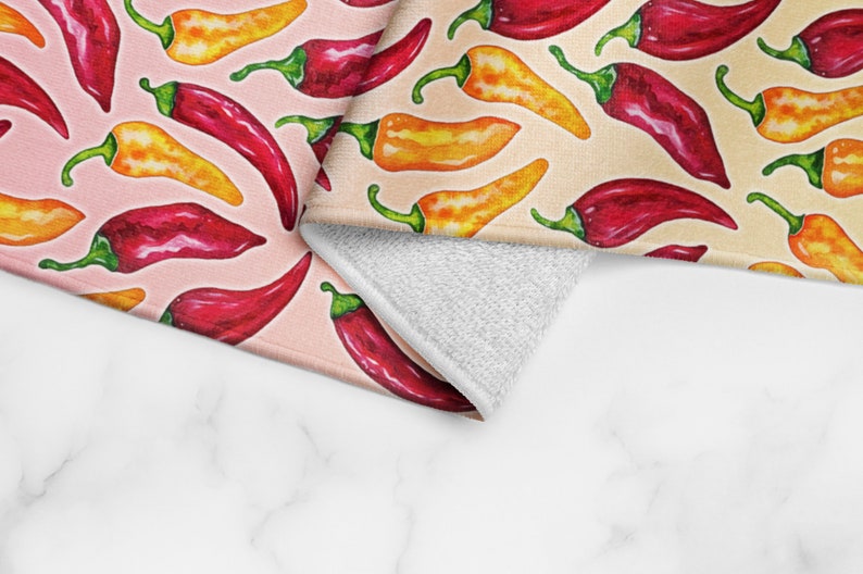 Colorful Kitchen Towels Chili Pepper Print Dish Towels Etsy