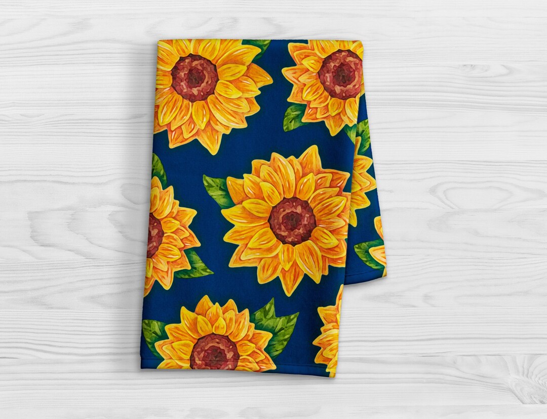 Sunflower Print Kitchen Towels Sunflower Gift Dish Towels Etsy