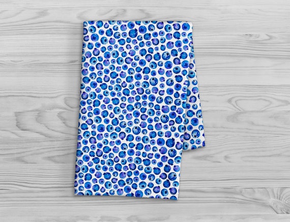 Blueberry Print Hand Towel - Kitchen Towel - Bathroom Hand Towel - Cotton  Terry Cloth - 15x25