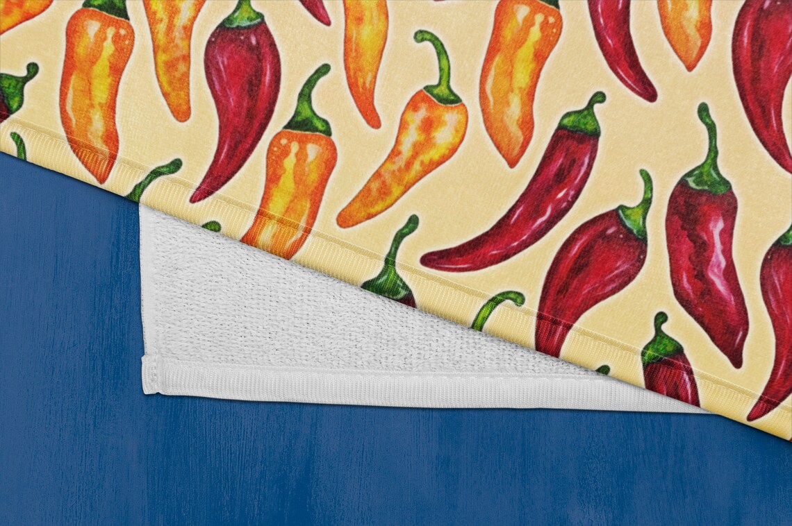 Colorful Kitchen Towels Chili Pepper Print Dish Towels Etsy