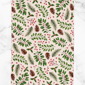 Christmas Decor Hand Towel Christmas Kitchen Towel Holiday Decor Christmas Holly Print Christmas Gift Bathroom Hand Towel image 2