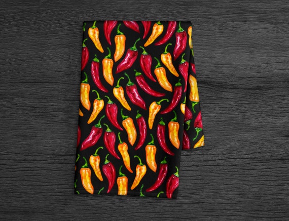 Chili Pepper Kitchen Towel Chili Pepper Print Dish Towels Etsy