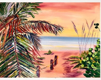 Large Print Sweet Sunset Canvas Wall Art Original Painting or Print Canvas Colorful Wall Art Florida Ocean Wall Art Modern Beach Art