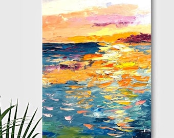 Abstract Painting Large Wall Art Ocean Sunset Beach Wall Art Custom Original Paintings or Prints California Art Large Seascape
