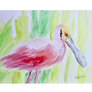Spoonbill Bird Watercolor Print: Florida Coastal Wall Art, Signed Giclée