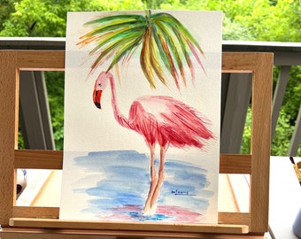 Flamingo Wall Art Watercolor Painting Pink Flamingo Art Print on Canvas and Original Paintings Florida Seashore Birds Watercolor Print