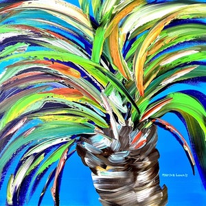 Colorful Wall Art Palm Tree California Modern Palm Tree Art Lake House Coastal Tropical Artwork Palm Tree Original Painting or Print