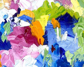 Abstract Painting Art Commission Large Wall Art Acrylic Abstract Floral Prints, Original Painting California Wall Art Colorful Birthday Gift