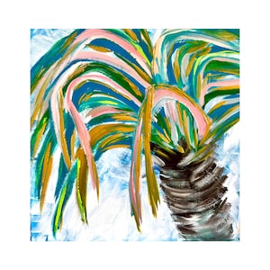 Original Palm Tree Painting: Florida Tropical Art, Beach House Decor