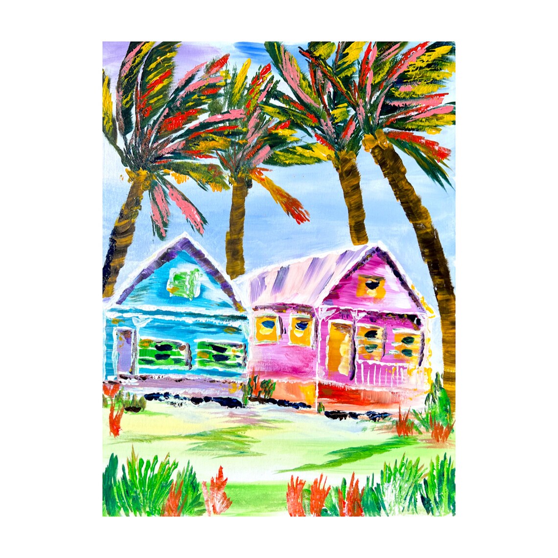 Key West Painting Florida Old Town Art Duval Street Tropical Etsy