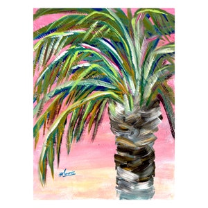 Tropical Abstract Painting Abstract Palm Tree 8x10 Canvas Original Acrylic  Painting Florida Art Made in the USA Palette Knife 