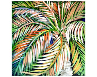 Tropical Palm Tree Giclee Print: Florida Beach Coastal Art