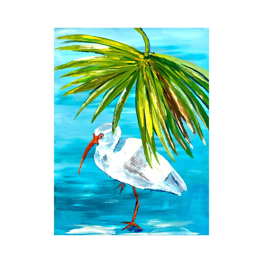 American White Ibis Art Ocean Wall Art Gulf Shore Bird Art Florida