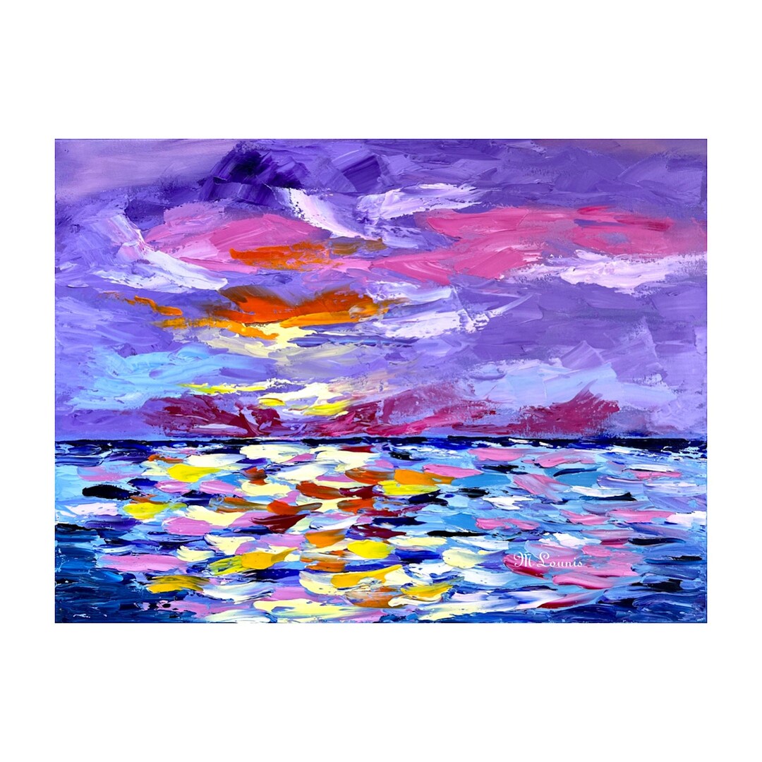 Abstract Sunset Art Original Oil Painting or Giclee Prints on Canvas ...
