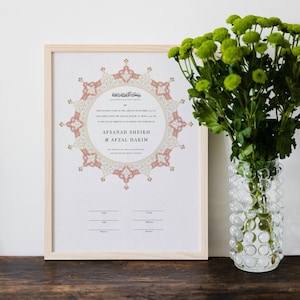 Pink Lace Nikahnama | Islamic Wedding Certificate |  Nikkah Contract | Personalized | Digital Download