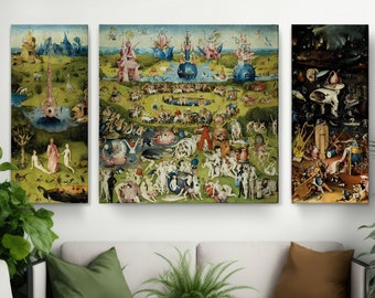 Garden of Earthly Delights Canvas | Hieronymus Bosch Print | Heaven Earth Hell Painting Print