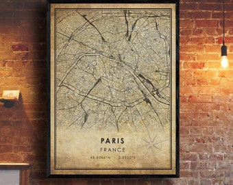 Paris Map Art Etsy