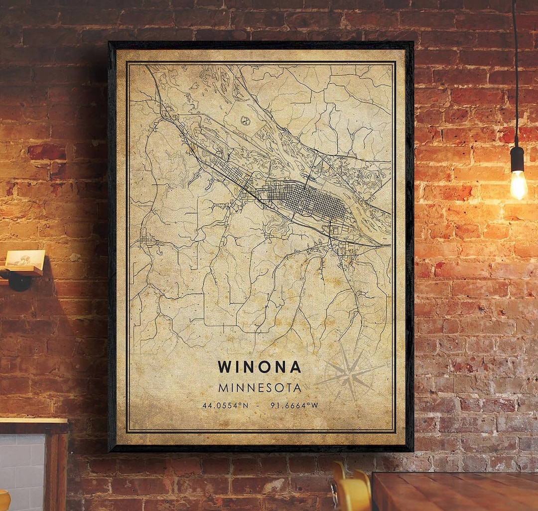 Winona Map Winona Map Print | Winona Map | Minnesota Map Art | Winona City Road ...