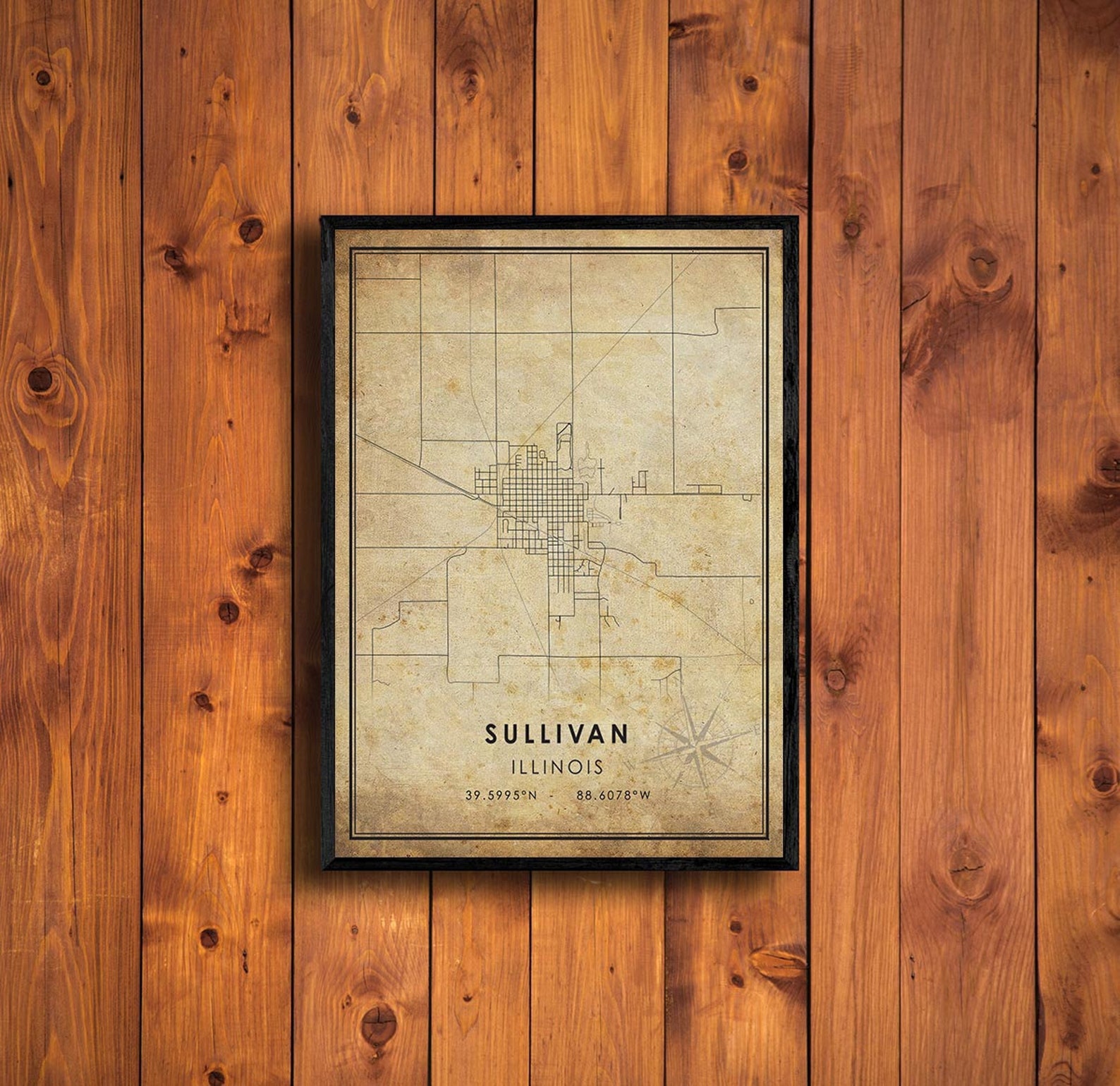 Sullivan Map Print Sullivan Map Illinois Map Art Etsy