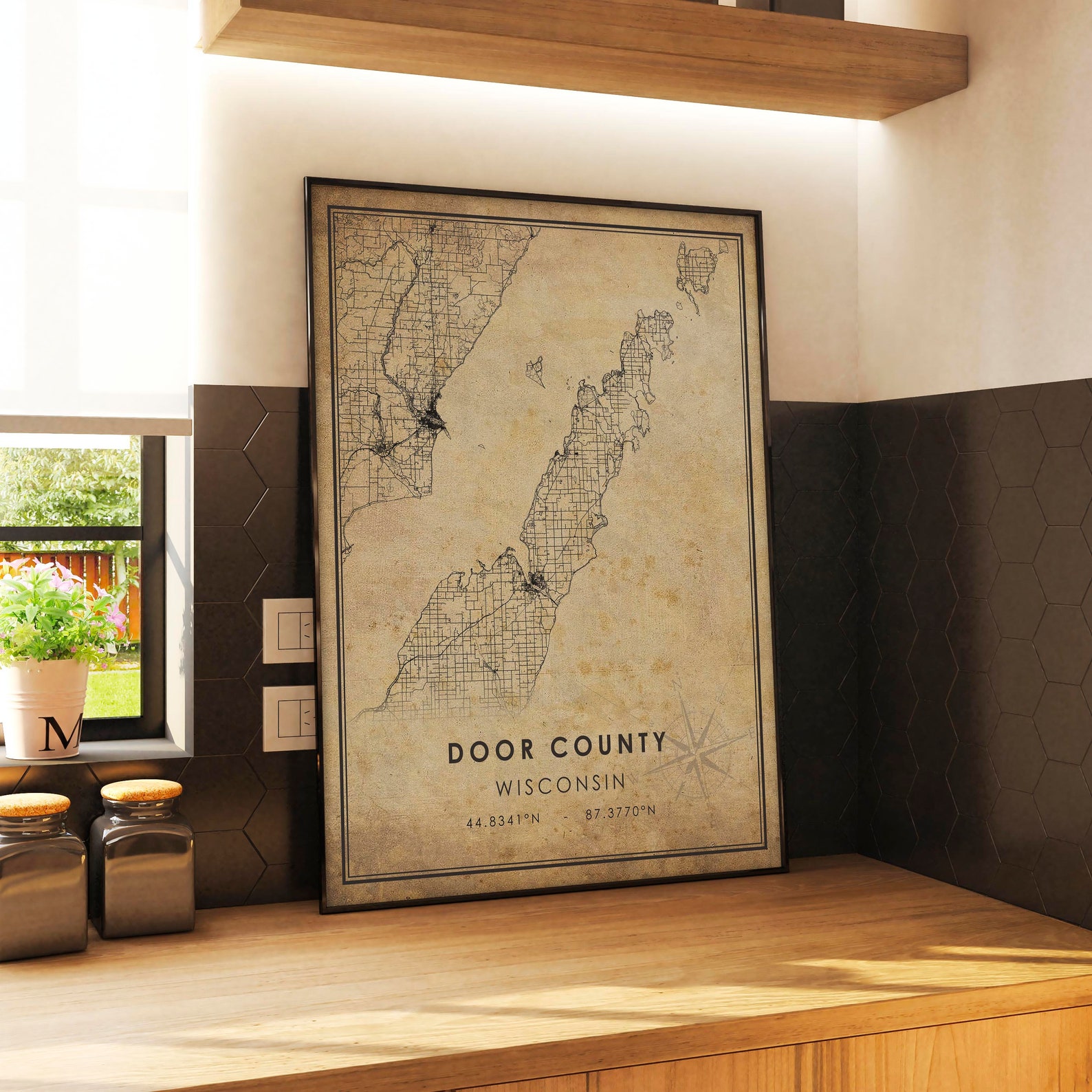 Door County Map Print Door County Map Wisconsin Map Art Etsy