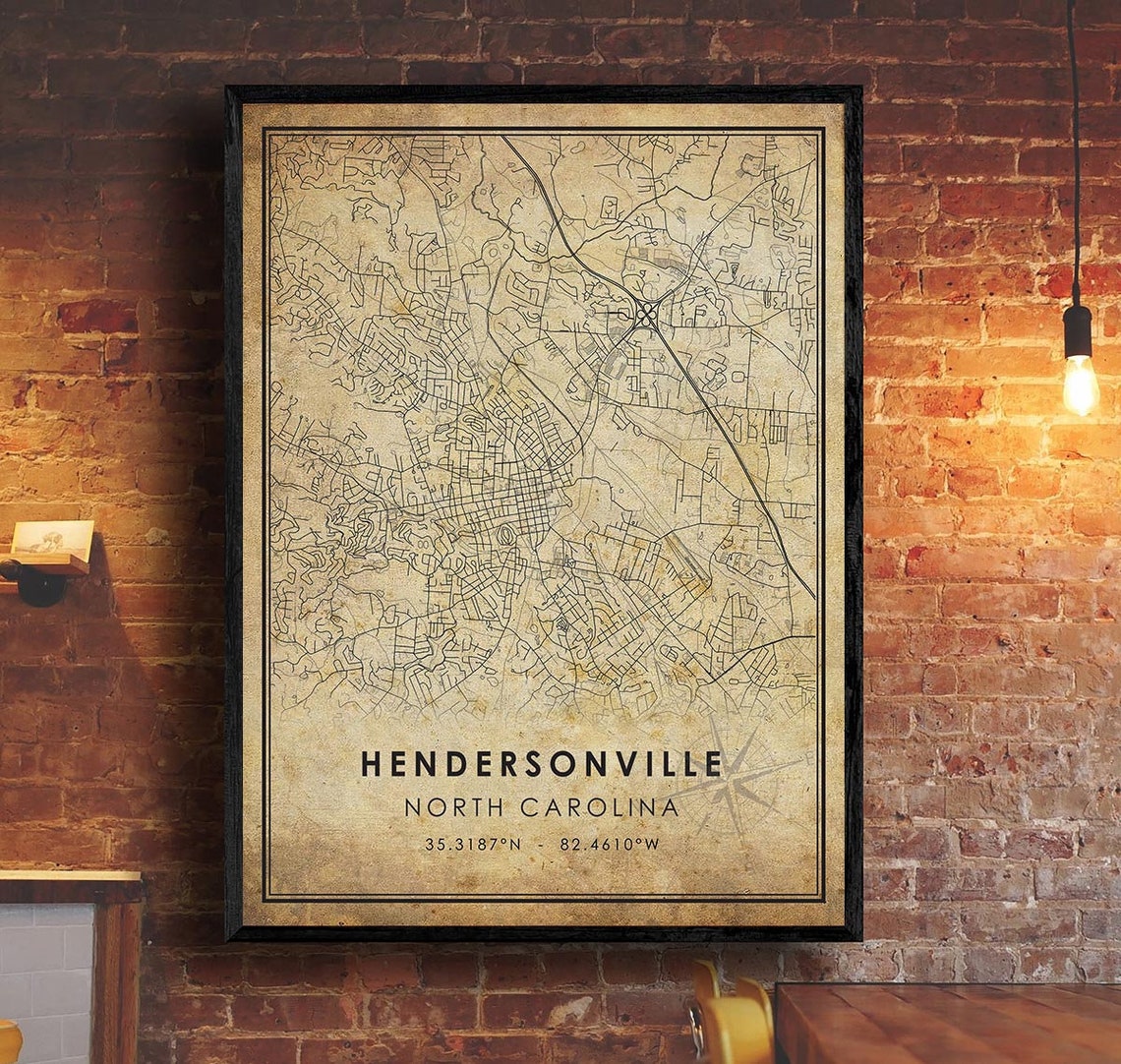 Hendersonville Map Print Hendersonville Map North Carolina Etsy