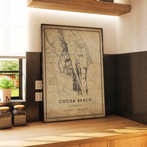 Cocoa Beach Map Print | Cocoa Beach Map | Florida Map Art | Cocoa Beach City Road Map Poster ...