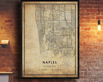 Naples Map Print | Naples Map | Florida Map Art | Naples City Road Map Poster | Vintage Gift Map