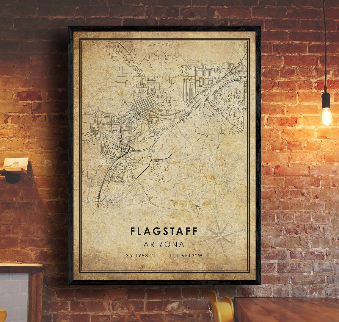 Flagstaff Vintage Map Print Flagstaff Map Arizona Map Art Etsy