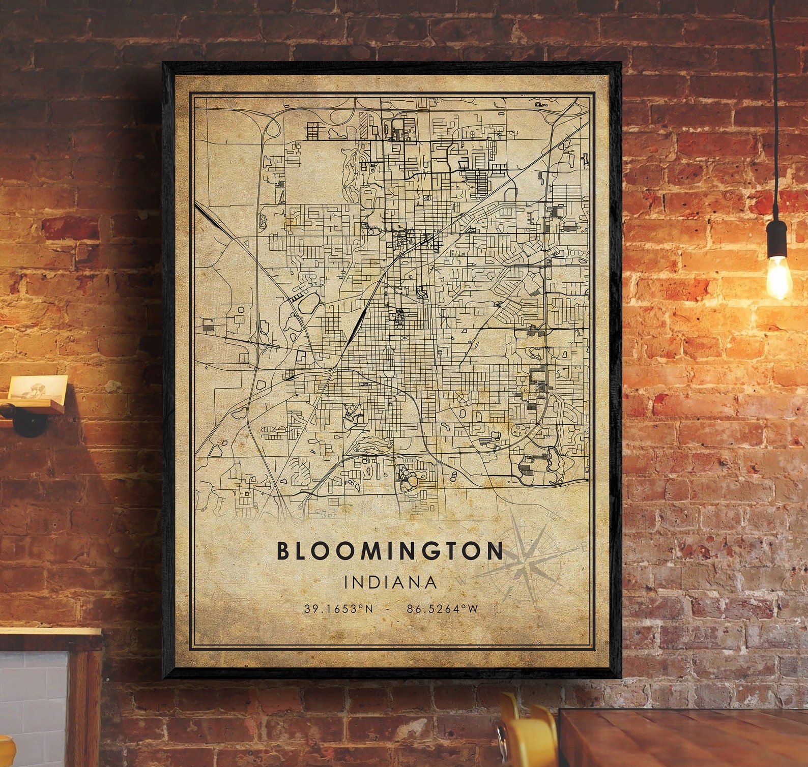 Bloomington Vintage Map Print Bloomington Map Indiana Map Etsy