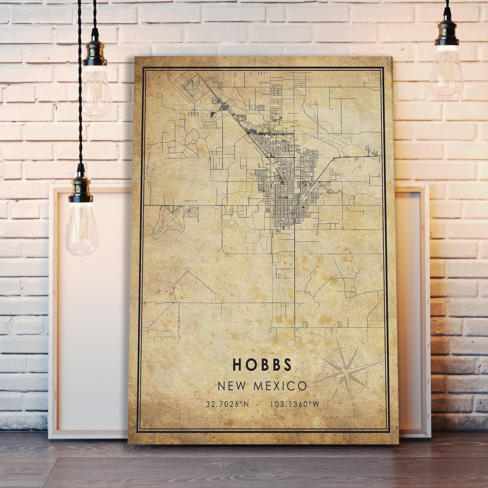 Hobbs Vintage Map Print Hobbs Map New Mexico Map Art Hobbs City Il B4ep 