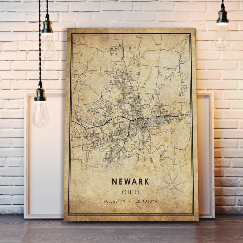 Newark Map Print Newark Map Ohio Map Art Newark City - Etsy