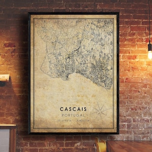Cascais Vintage Map Print | Cascais Map | Portugal Map Art | Cascais City Road Map Poster | Vintage Gift Map