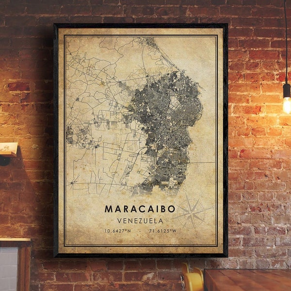Maracaibo Map Print | Maracaibo Map | Venezuela Map Art | Maracaibo City Road Map Poster | Vintage Gift Map