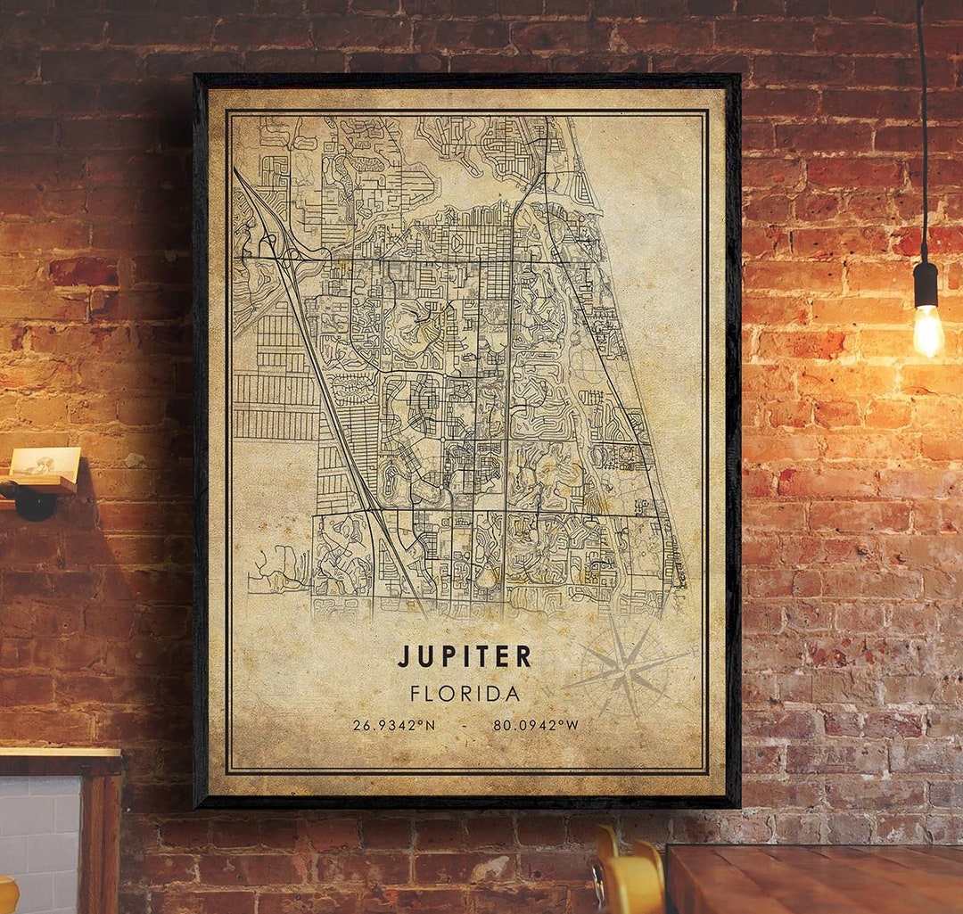 Jupiter Map Print | Jupiter Map | Florida Map Art | Jupiter City Road ...