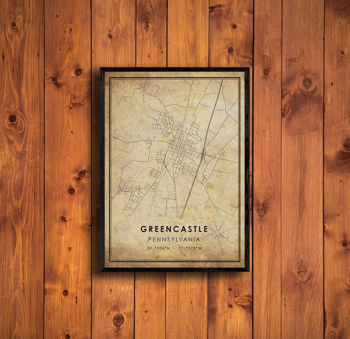 Greencastle Map Print Greencastle Map Pennsylvania Map Art Etsy