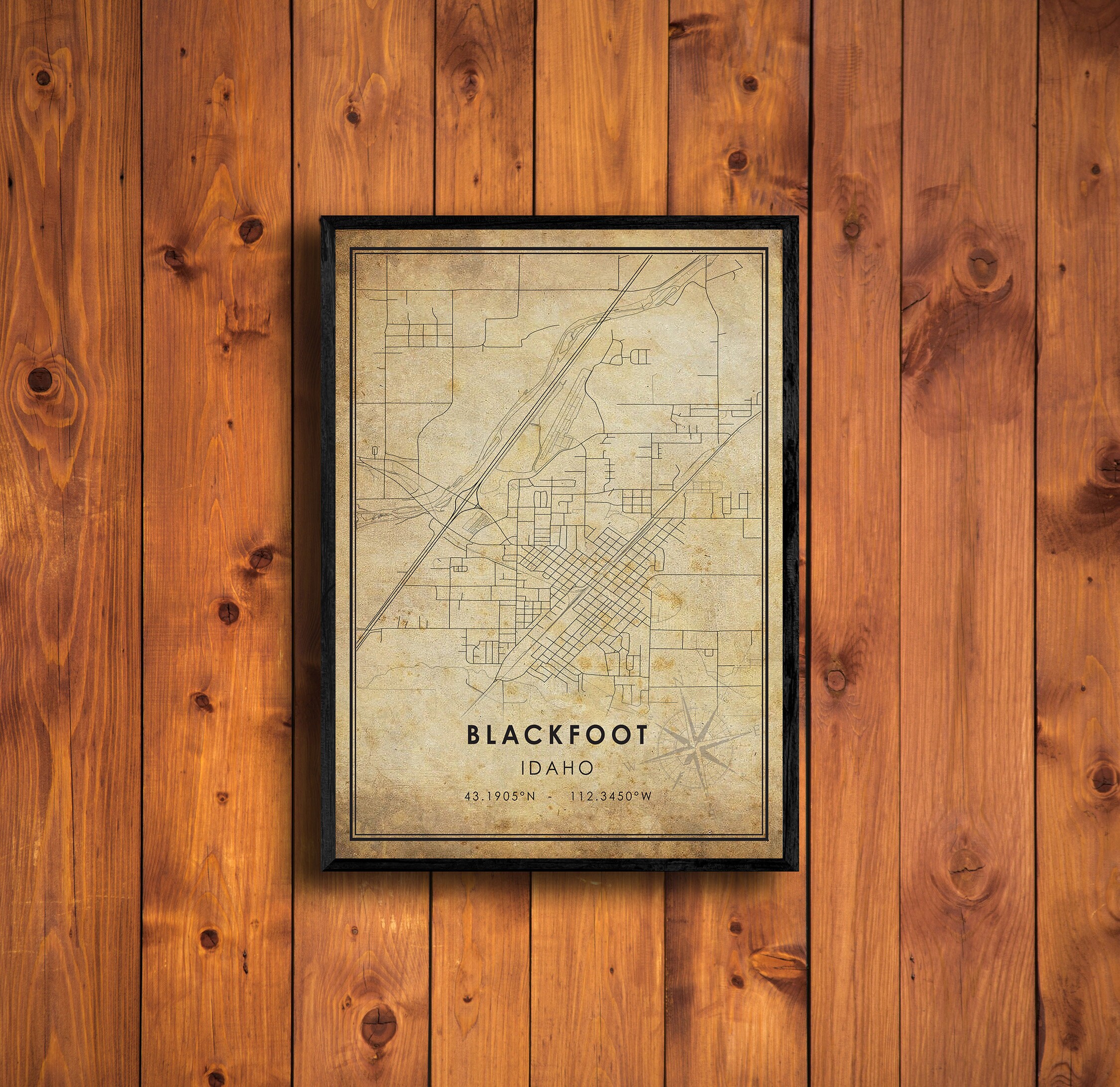Blackfoot Vintage Map Print Blackfoot Map Idaho Map Art Etsy