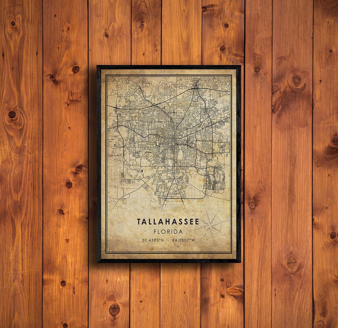 Tallahassee Map Print Tallahassee Map Florida Map Art Etsy