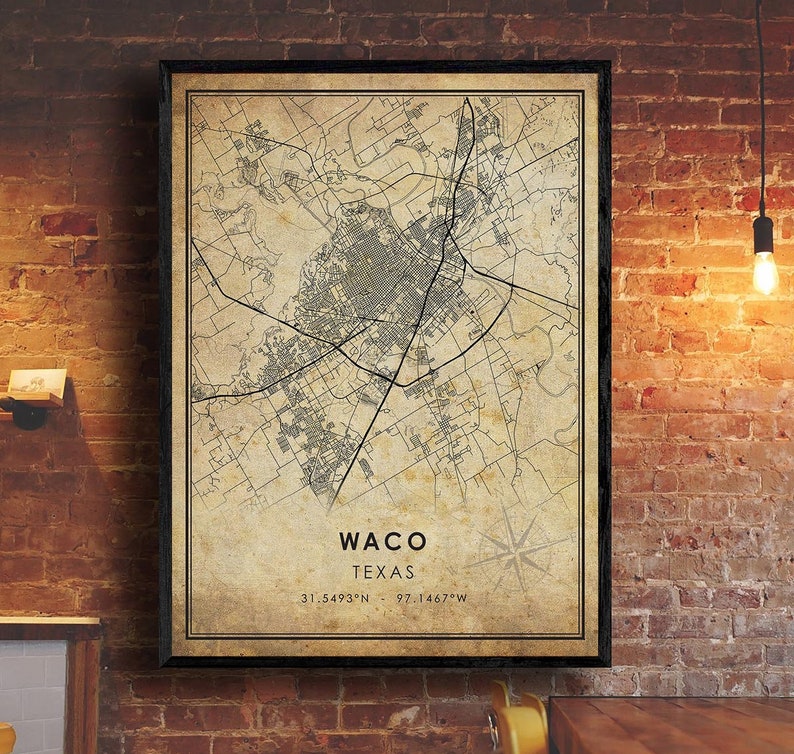 Waco Vintage Map Print Waco Texas Map Waco City Road Map - Etsy