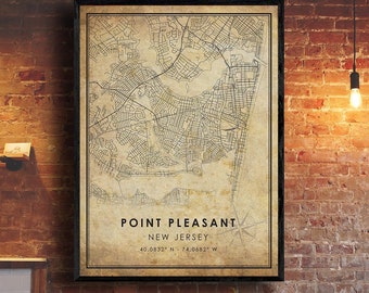 Point Pleasant Map Print | Point Pleasant Map | New Jersey Map Art | Point Pleasant City Road Map Poster | Vintage Gift Map