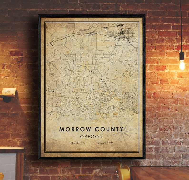 Morrow County Vintage Map Print Morrow County Map Oregon Etsy