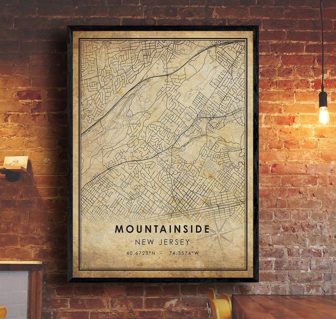 Mountainside Map Print Mountainside Map New Jersey Map Art Etsy