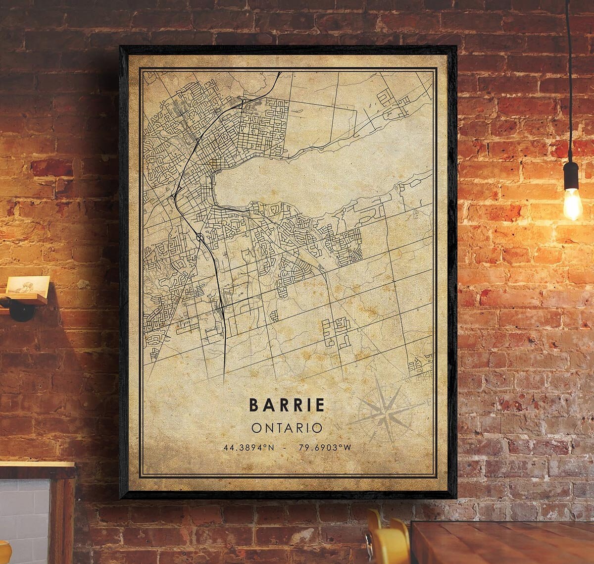 Barrie Vintage Map Print Barrie Map Ontario Map Art Etsy