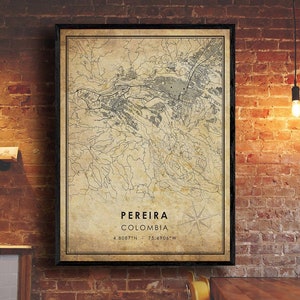 Pereira Map Print | Pereira Map | Colombia Map Art | Pereira City Road Map Poster | Vintage Gift Map