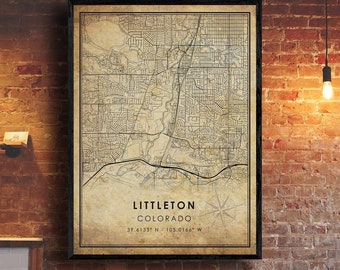 Littleton Map Print | Littleton Map | Colorado Map Art | Littleton City Road Map Poster | Vintage Gift Map