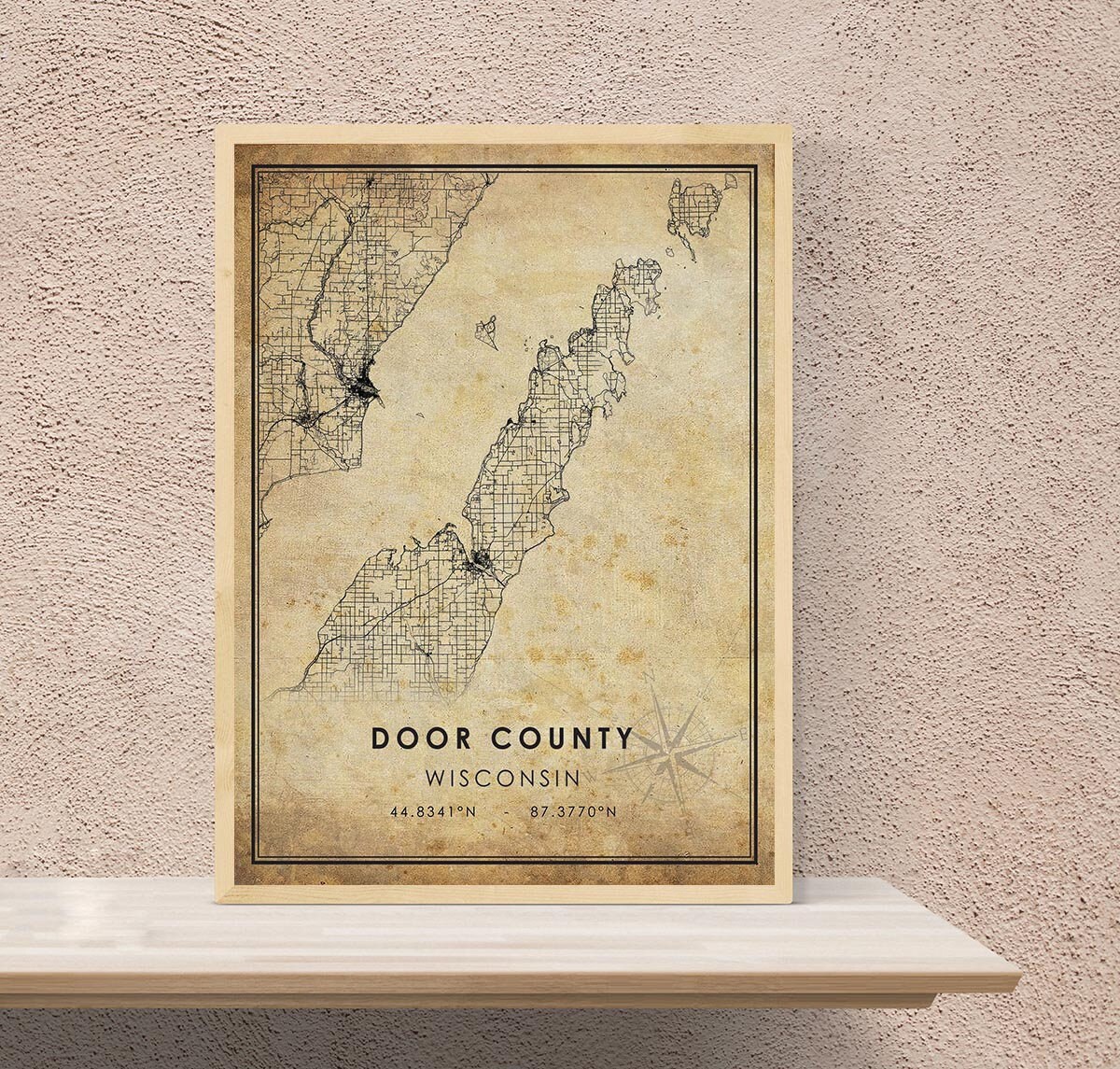 Door County Map Print Door County Map Wisconsin Map Art Etsy