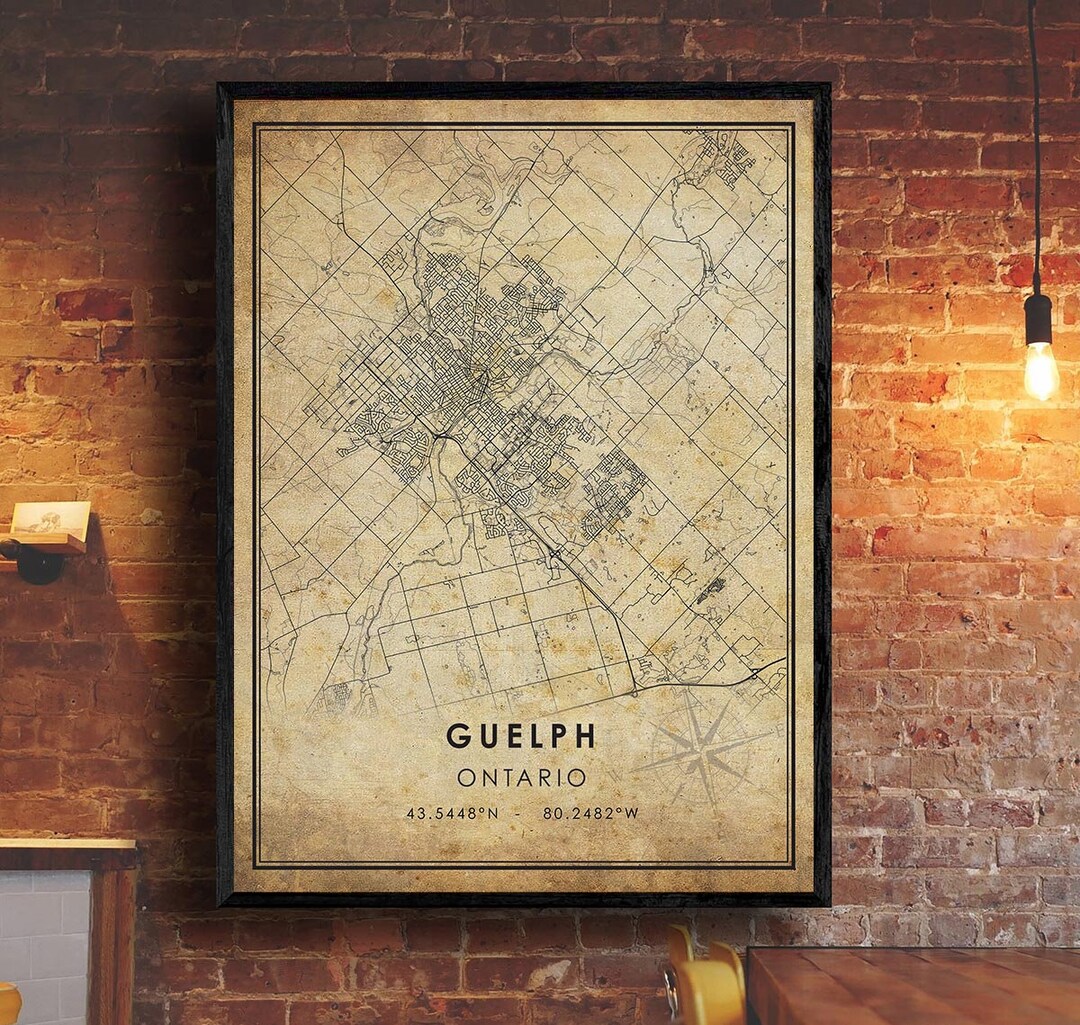 Guelph Vintage Map Print Guelph Ontario Map Art Guelph Etsy